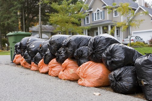 Recycling bins and waste collection in a commercial setting